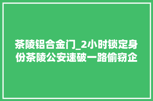 茶陵铝合金门_2小时锁定身份茶陵公安速破一路偷窃企业财物案