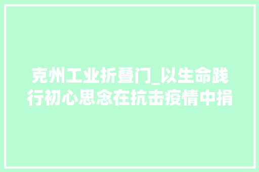 克州工业折叠门_以生命践行初心思念在抗击疫情中捐躯的纪检监察干部
