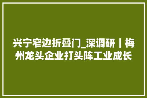 兴宁窄边折叠门_深调研｜梅州龙头企业打头阵工业成长挑大年夜梁 塑钢门