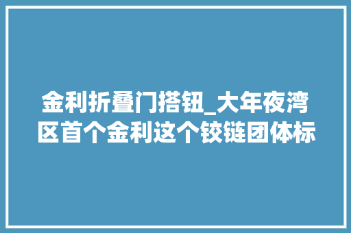金利折叠门搭钮_大年夜湾区首个金利这个铰链团体标准顺利经由进程审查→