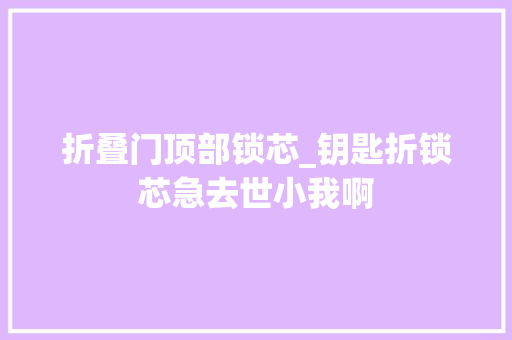 折叠门顶部锁芯_钥匙折锁芯急去世小我啊