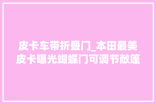 皮卡车带折叠门_本田最美皮卡曝光蝴蝶门可调节敞篷你认可吗 折叠门