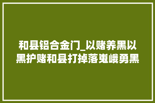 和县铝合金门_以赌养黑以黑护赌和县打掉落嵬峨勇黑社会犯罪团伙