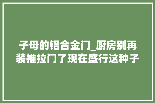 子母的铝合金门_厨房别再装推拉门了现在盛行这种子母门美观大年夜方还隔油烟