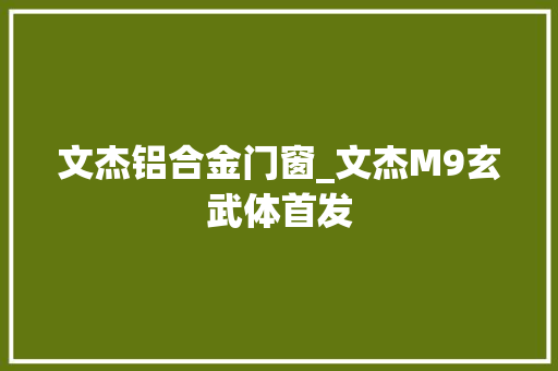 文杰铝合金门窗_文杰M9玄武体首发