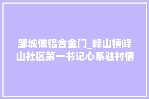 邹城做铝合金门_峄山镇峄山社区第一书记心系驻村情怀开拓群众致富门
