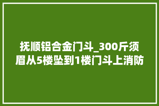 抚顺铝合金门斗_300斤须眉从5楼坠到1楼门斗上消防搭滑梯救人 玻璃门
