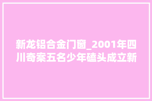 新龙铝合金门窗_2001年四川奇案五名少年磕头成立新龙会被派出所平易近警清剿 推拉门