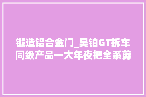 锻造铝合金门_昊铂GT拆车同级产品一大年夜把全系剪刀门才是王道