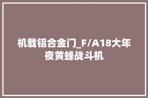 机载铝合金门_F/A18大年夜黄蜂战斗机