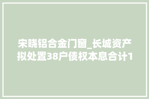 宋晓铝合金门窗_长城资产拟处置38户债权本息合计1748亿元