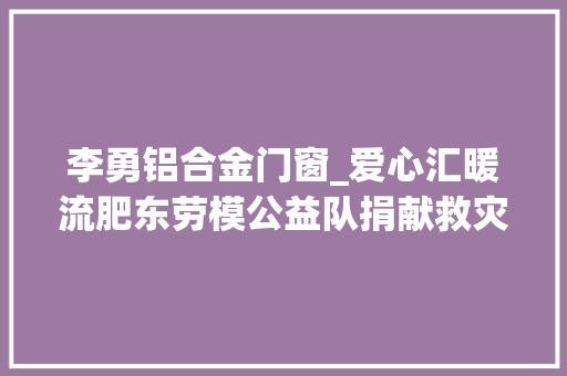 李勇铝合金门窗_爱心汇暖流肥东劳模公益队捐献救灾物资装车准备发往河南安阳