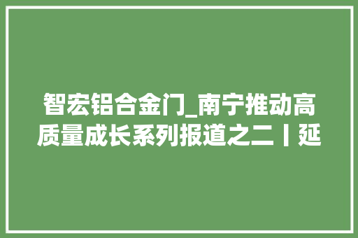 智宏铝合金门_南宁推动高质量成长系列报道之二丨延链补链向新提质南宁成为全国新能源电池重要分娩基地