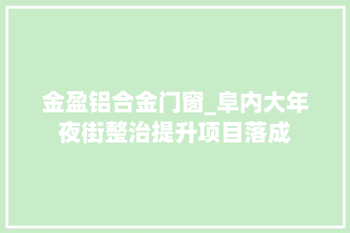 金盈铝合金门窗_阜内大年夜街整治提升项目落成 折叠门