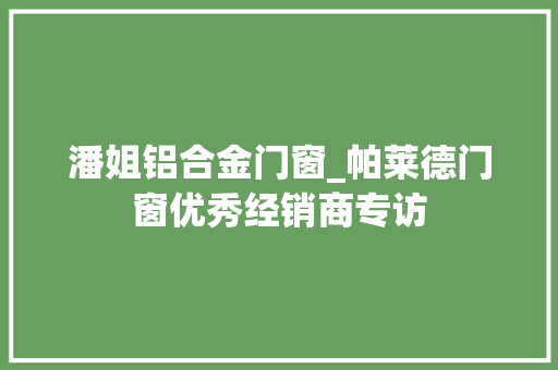 潘姐铝合金门窗_帕莱德门窗优秀经销商专访