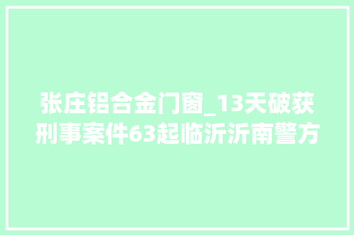 张庄铝合金门窗_13天破获刑事案件63起临沂沂南警方专项整治行动初战告捷