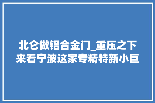 北仑做铝合金门_重压之下来看宁波这家专精特新小巨人若何打破危局