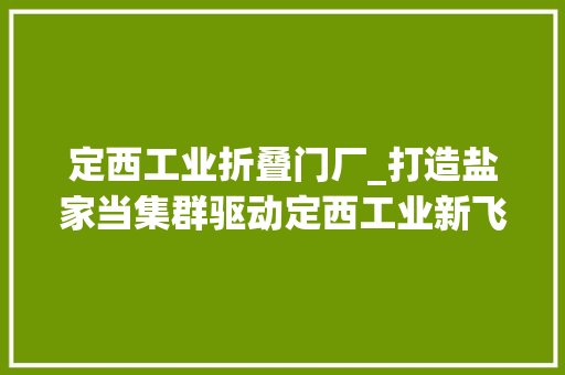 定西工业折叠门厂_打造盐家当集群驱动定西工业新飞跃访甘肃漳盐胜雪盐业有限公司总经理肖扬