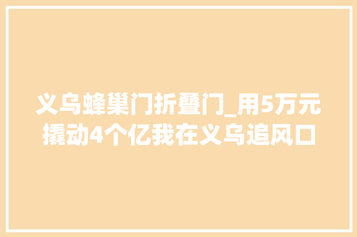 义乌蜂巢门折叠门_用5万元撬动4个亿我在义乌追风口财富暴涨8000倍