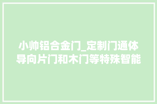 小帅铝合金门_定制门通体导向片门和木门等特殊智能锁安装专业工匠一招搞定