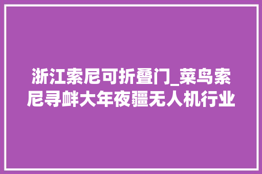 浙江索尼可折叠门_菜鸟索尼寻衅大年夜疆无人机行业来了新玩家