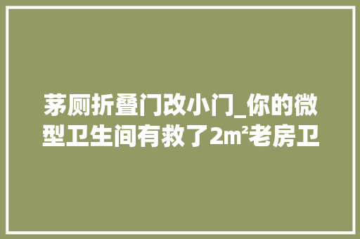 茅厕折叠门改小门_你的微型卫生间有救了2㎡老房卫生间变身全记录