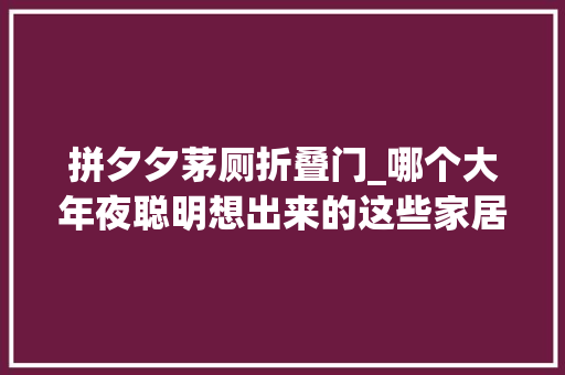 拼夕夕茅厕折叠门_哪个大年夜聪明想出来的这些家居平替太厉害了