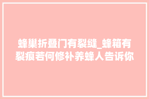 蜂巢折叠门有裂缝_蜂箱有裂痕若何修补养蜂人告诉你方法操作简单蜜蜂喜好