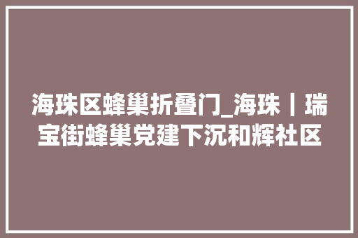海珠区蜂巢折叠门_海珠｜瑞宝街蜂巢党建下沉和辉社区凝聚党建治理工作合力