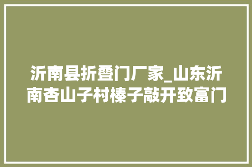 沂南县折叠门厂家_山东沂南杏山子村榛子敲开致富门