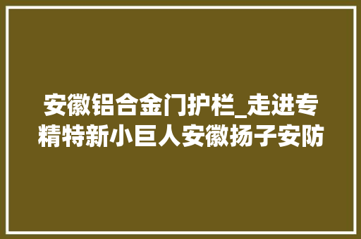 安徽铝合金门护栏_走进专精特新小巨人安徽扬子安防