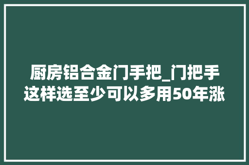 厨房铝合金门手把_门把手这样选至少可以多用50年涨常识