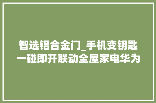 智选铝合金门_手机变钥匙一碰即开联动全屋家电华为智选德施曼智能门锁体验