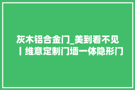 灰木铝合金门_美到看不见丨维意定制门墙一体隐形门无界美学 防火门