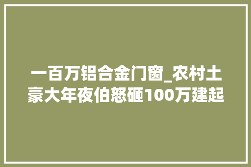一百万铝合金门窗_农村土豪大年夜伯怒砸100万建起6层大年夜别墅内部还带电梯真奢华