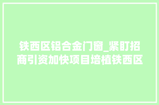 铁西区铝合金门窗_紧盯招商引资加快项目培植铁西区高质量成长驶入快车道