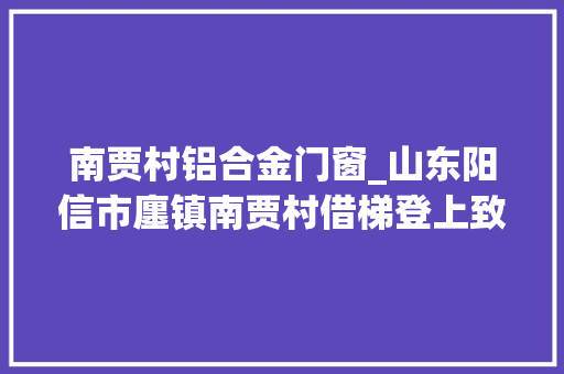南贾村铝合金门窗_山东阳信市廛镇南贾村借梯登上致富路