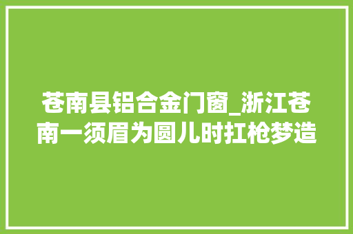 苍南县铝合金门窗_浙江苍南一须眉为圆儿时扛枪梦造孽改装射钉枪被抓 塑钢门