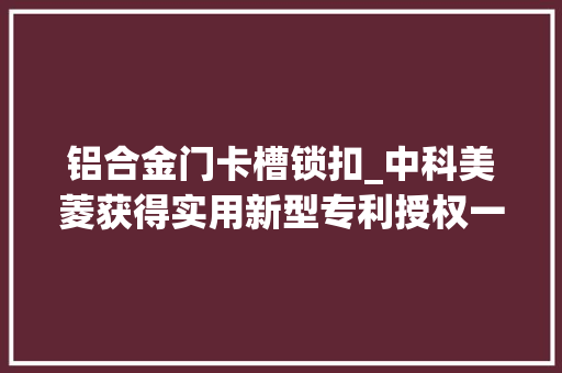 铝合金门卡槽锁扣_中科美菱获得实用新型专利授权一种锁扣结构及木包装