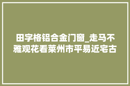 田字格铝合金门窗_走马不雅观花看莱州市平易近宅古建筑