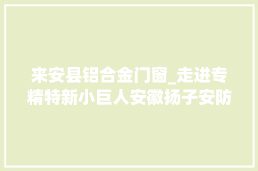 来安县铝合金门窗_走进专精特新小巨人安徽扬子安防