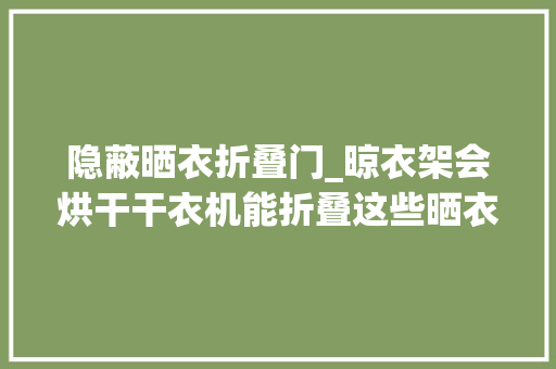 隐蔽晒衣折叠门_晾衣架会烘干干衣机能折叠这些晒衣神器纷纷上架→