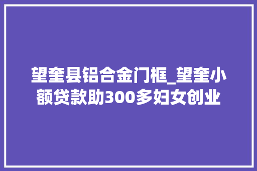 望奎县铝合金门框_望奎小额贷款助300多妇女创业 铝合金门
