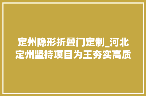 定州隐形折叠门定制_河北定州坚持项目为王夯实高质量成长基本