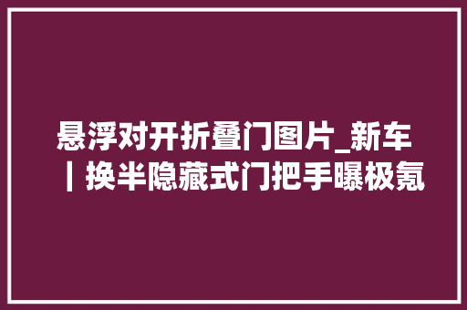悬浮对开折叠门图片_新车｜换半隐藏式门把手曝极氪MIX最新官图或今年下半年上市