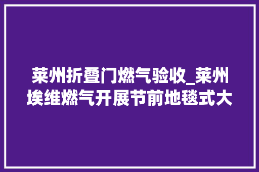 莱州折叠门燃气验收_莱州埃维燃气开展节前地毯式大年夜检查筑牢燃气安然防线