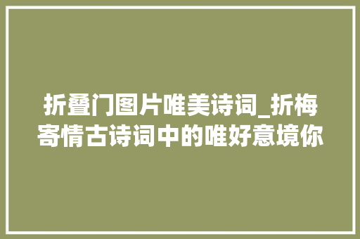 折叠门图片唯美诗词_折梅寄情古诗词中的唯好意境你绝对不能错过