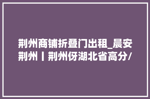 荆州商铺折叠门出租_晨安荆州丨荆州伢湖北省高分/300余套房钱7折拎包入住