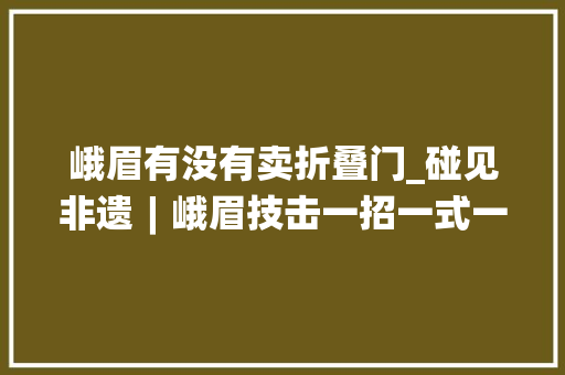 峨眉有没有卖折叠门_碰见非遗︱峨眉技击一招一式一武林一山一人一世界
