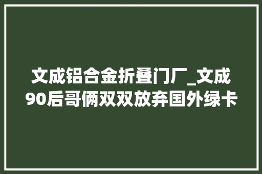 文成铝合金折叠门厂_文成90后哥俩双双放弃国外绿卡还乡传承石雕传统身手